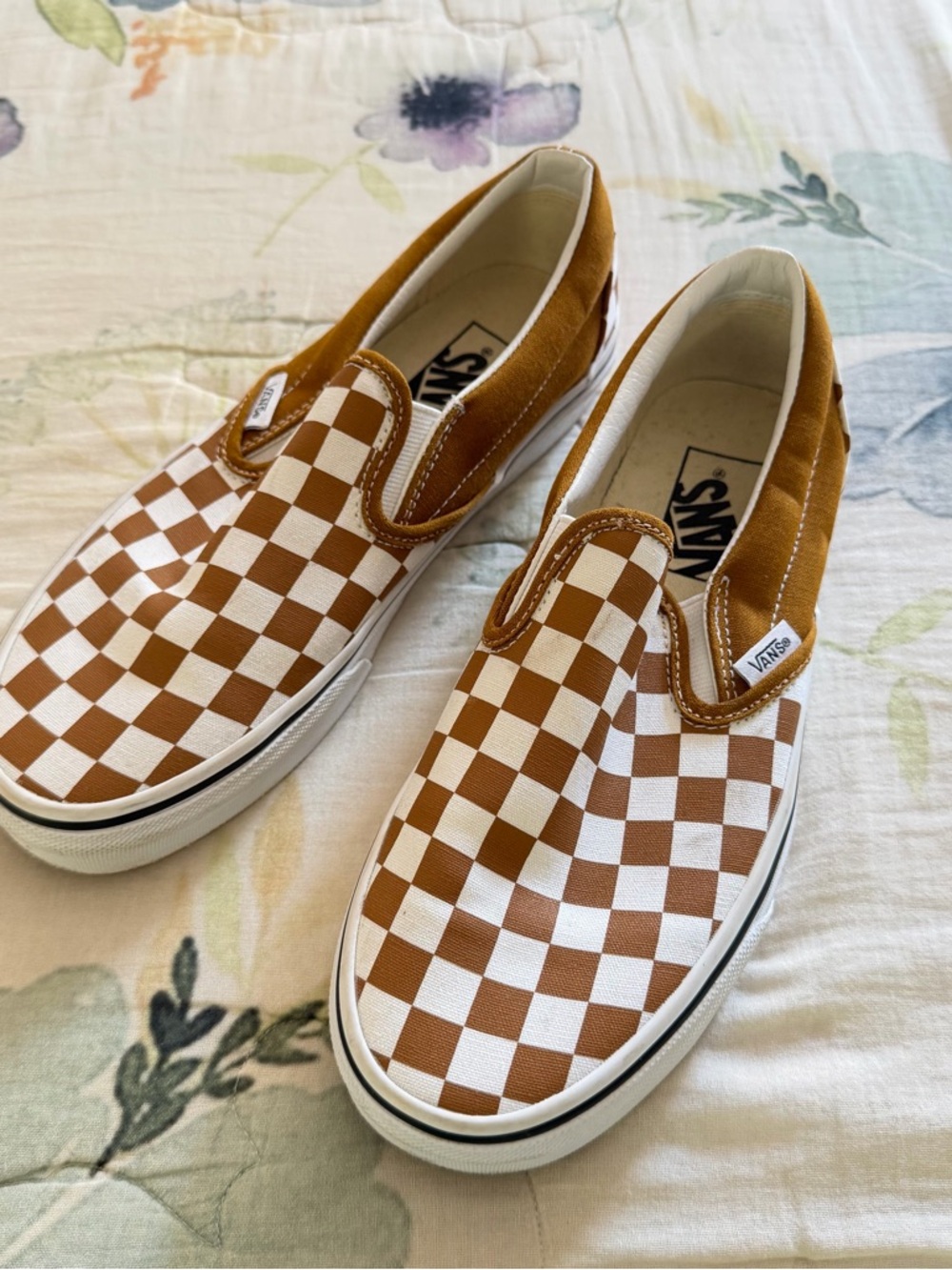 Camel Brown & White Checkered Vans